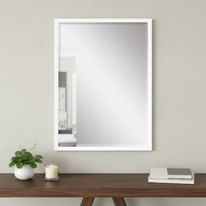 38 Inch Solid Wood Framed Rectangular Accent Wall Mirror for Bedroom or Entryway Decor