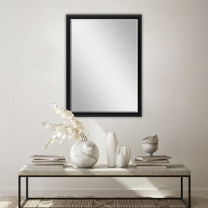 38 Inch Solid Wood Framed Rectangular Accent Wall Mirror for Bedroom or Entryway Decor