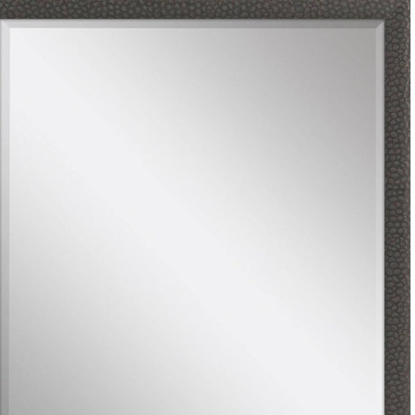 31 Inch Solid Wood Accent Mirror with Dark Brown Finish for Entryway or Living Room