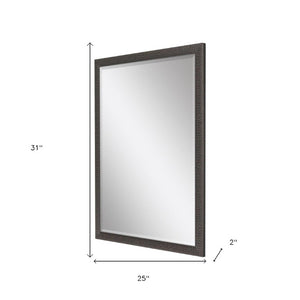31 Inch Solid Wood Accent Mirror with Dark Brown Finish for Entryway or Living Room