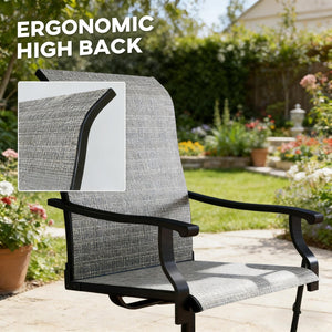 English Elm High Back Swivel Outdoor Patio Chairs with Breathable Mesh and Powder Coated Steel Frame Black,Gray T3971P444480