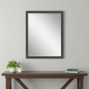 51 Inch Solid Wood Rectangular Wall Mirror with Rich Dark Brown Finish for Entryway