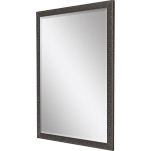 51 Inch Solid Wood Rectangular Wall Mirror with Rich Dark Brown Finish for Entryway