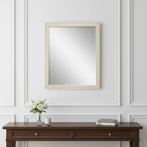 32 Inch Solid Wood Wall Mirror in White Finish for Bathroom Bedroom or Entryway