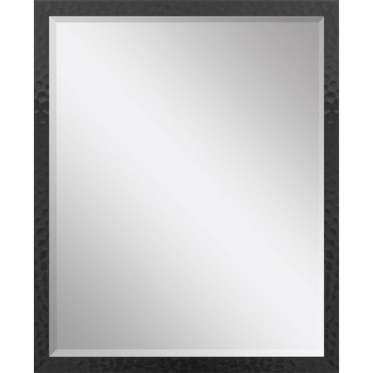 HomeRoots 30 Inch Round Wall Mirror with Hammered Iron Frame and Bold Geometric Accent Design 632839
