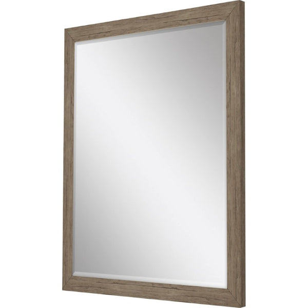 HomeRoots 31 Inch Bold Framed Accent Wall Mirror for Entryway Living Room or Bedroom Decor Display Light Brown 632845