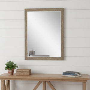 33 Inch Wood Framed Decorative Wall Mirror Modern Accent Piece for Entryway or Living Room