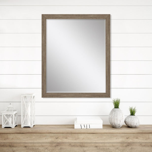 33 Inch Wood Framed Decorative Wall Mirror Modern Accent Piece for Entryway or Living Room