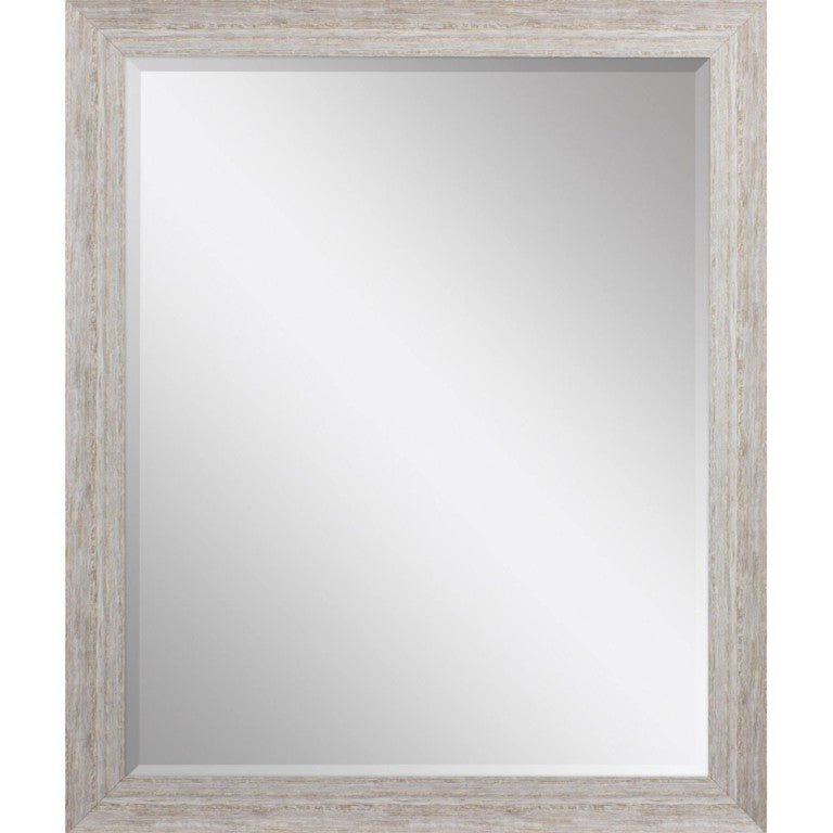 HomeRoots 34 Inch Distressed White Wood Frame Accent Mirror Rustic Farmhouse Wall Decor Piece 632850