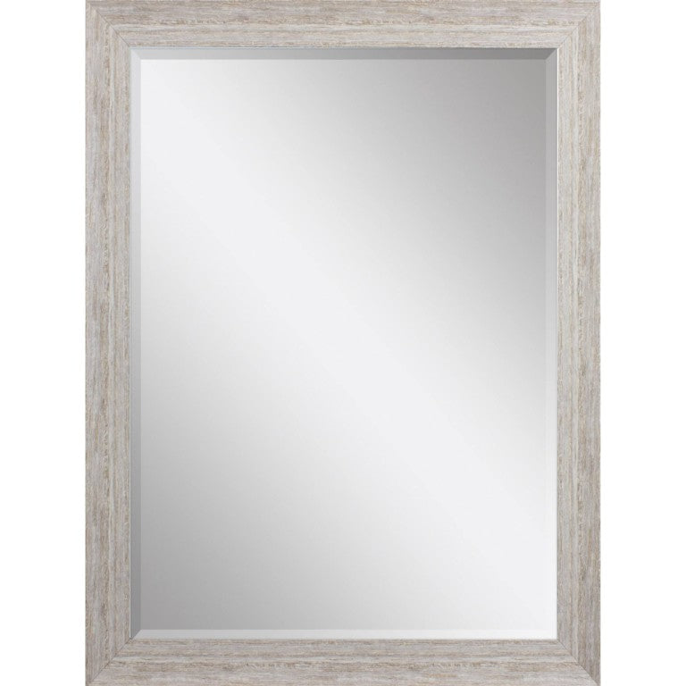 HomeRoots 40 Inch Distressed White Wooden Framed Wall Mirror Farmhouse Accent Decor Piece 632851