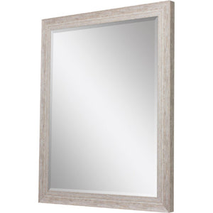 40 Inch Distressed White Wooden Framed Wall Mirror Farmhouse Accent Decor Piece