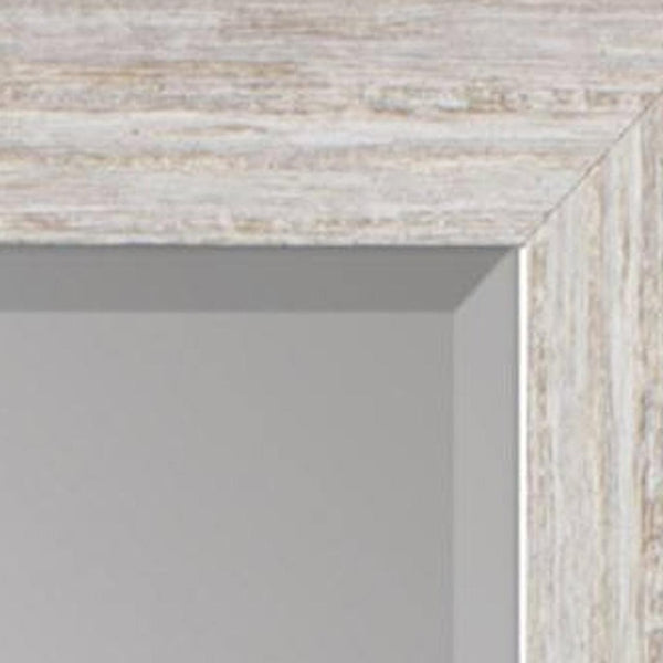 40 Inch Distressed White Wooden Framed Wall Mirror Farmhouse Accent Decor Piece