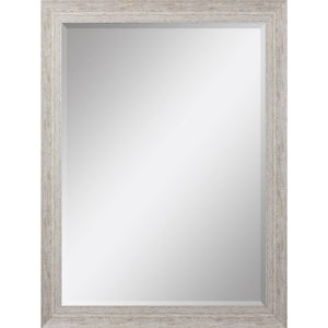 40 Inch Distressed White Wooden Framed Wall Mirror Farmhouse Accent Decor Piece