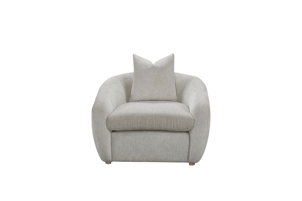 English Elm Accent Chair Mendocino Beach White Upholstered with Pillow — Dacron-Wrapped Cushions, Reversible Comfort B2699P393057