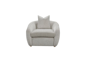 English Elm Accent Chair Mendocino Beach White Upholstered with Pillow — Dacron-Wrapped Cushions, Reversible Comfort B2699P393057