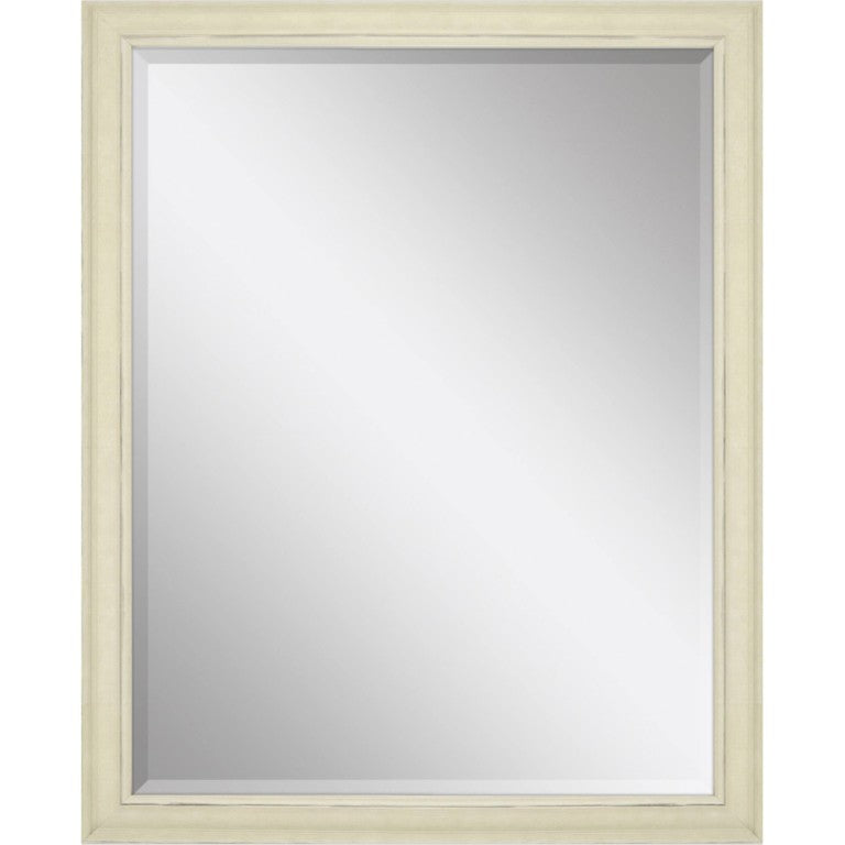 HomeRoots 52 Inch Ivory Weathered Wooden Framed Decorative Wall Mirror for Living Room 632866