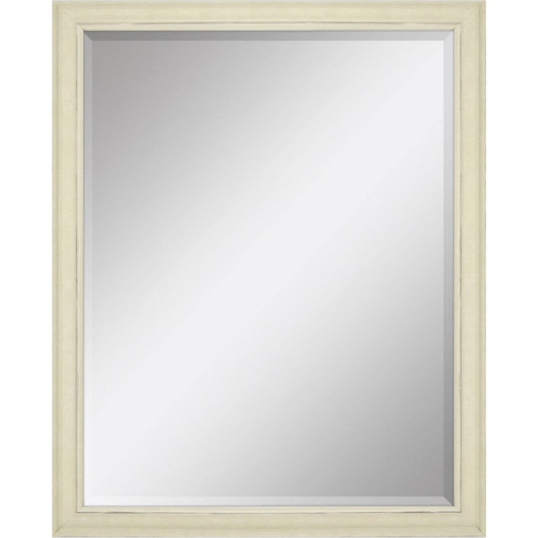 HomeRoots 52 Inch Ivory Weathered Wooden Framed Decorative Wall Mirror for Living Room 632866