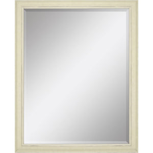 52 Inch Ivory Weathered Wooden Framed Decorative Wall Mirror for Living Room