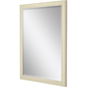 52 Inch Ivory Weathered Wooden Framed Decorative Wall Mirror for Living Room