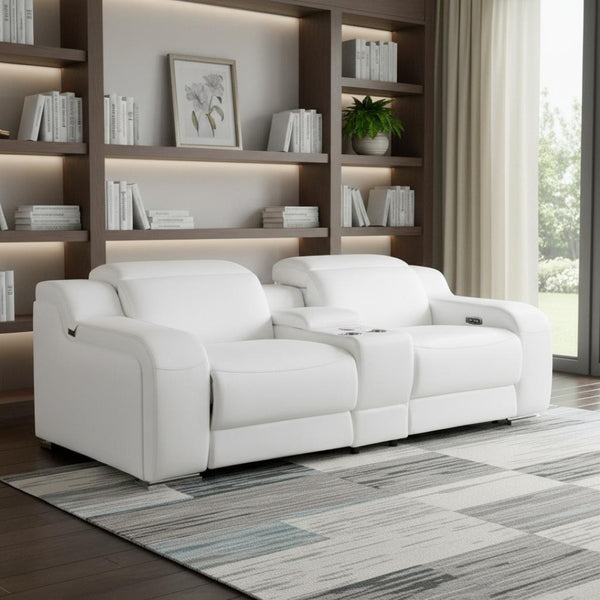 HomeRoots 103" Contemporary Reclining Sofa with USB Charging, Pocket Springs, and Elegant Silver Legs 632867