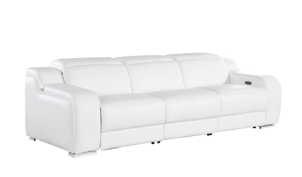 HomeRoots 103" Contemporary Reclining Sofa with USB Charging, Pocket Springs, and Elegant Silver Legs 632867