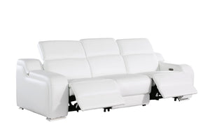 HomeRoots 103" Contemporary Reclining Sofa with USB Charging, Pocket Springs, and Elegant Silver Legs 632867