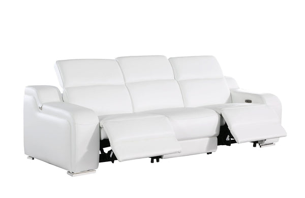 HomeRoots 103" Contemporary Reclining Sofa with USB Charging, Pocket Springs, and Elegant Silver Legs 632867