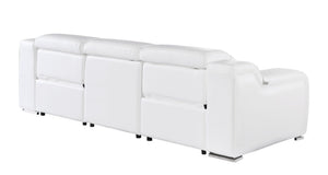 HomeRoots 103" Contemporary Reclining Sofa with USB Charging, Pocket Springs, and Elegant Silver Legs 632867
