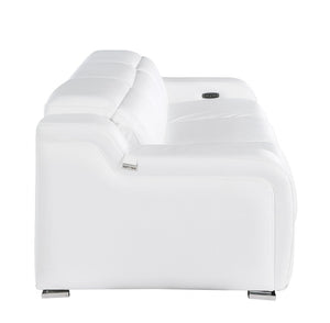 HomeRoots 103" Contemporary Reclining Sofa with USB Charging, Pocket Springs, and Elegant Silver Legs 632867