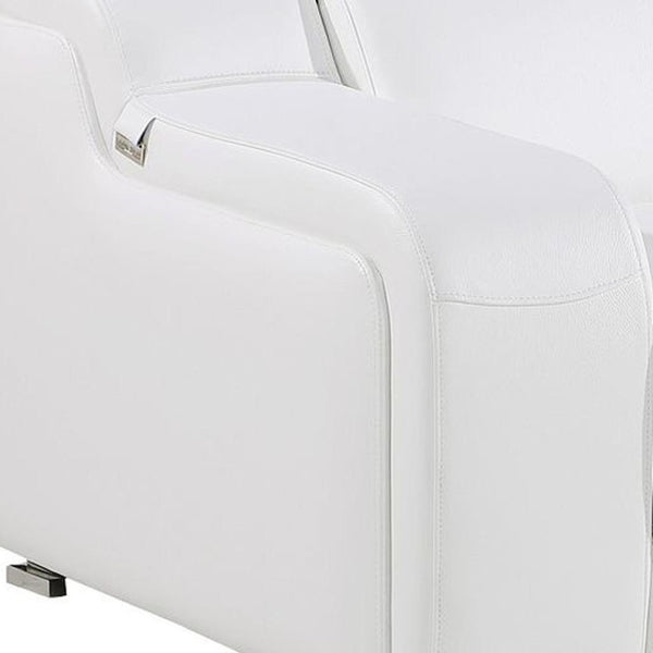 HomeRoots 103" Contemporary Reclining Sofa with USB Charging, Pocket Springs, and Elegant Silver Legs 632867