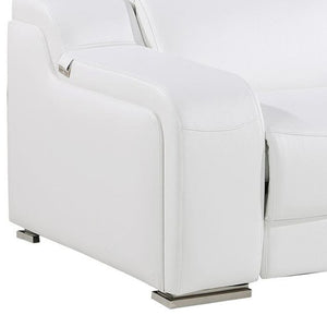 HomeRoots 103" Contemporary Reclining Sofa with USB Charging, Pocket Springs, and Elegant Silver Legs 632867