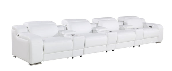 HomeRoots 169" Reclining Sofa with USB Charging, Silver Legs – Modern Comfort for Family Living Spaces 632870