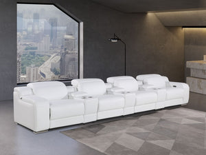 HomeRoots 169" Reclining Sofa with USB Charging, Silver Legs – Modern Comfort for Family Living Spaces 632870