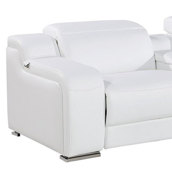 HomeRoots 169" Reclining Sofa with USB Charging, Silver Legs – Modern Comfort for Family Living Spaces 632870
