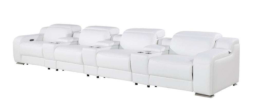 HomeRoots 169" Reclining Sofa with USB Charging, Silver Legs – Modern Comfort for Family Living Spaces 632870