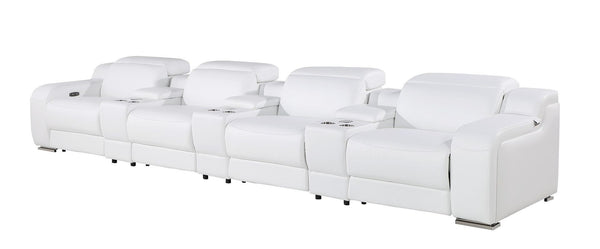 HomeRoots 169" Reclining Sofa with USB Charging, Silver Legs – Modern Comfort for Family Living Spaces 632870