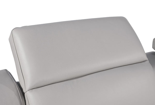 HomeRoots 103" Italian Leather Reclining Sofa - Modern Comfort, USB Charging, and Elegant Design for Living Rooms LIGHT GRAY 632872