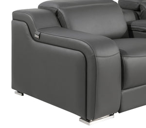 HomeRoots 169" Modern USB Reclining Sofa with Silver Legs – Spacious Comfort, Ergonomic Design for Relaxation 632878