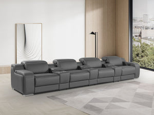 HomeRoots 169" Modern USB Reclining Sofa with Silver Legs – Spacious Comfort, Ergonomic Design for Relaxation 632878