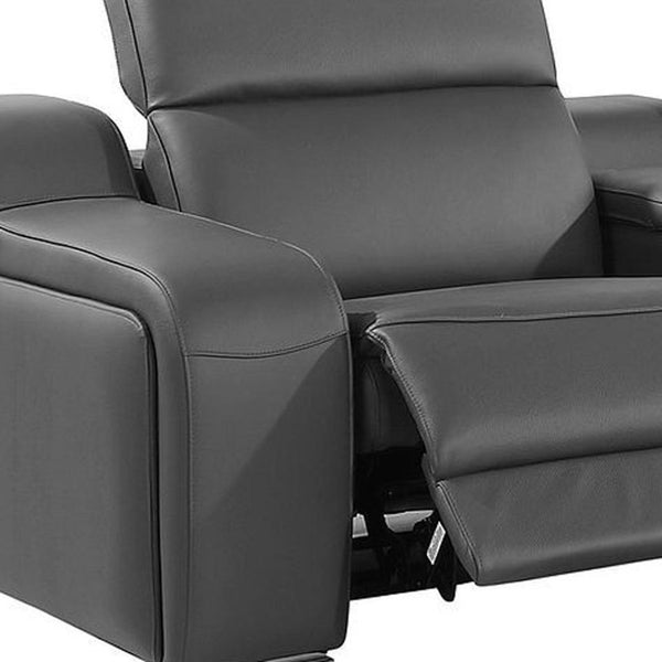 HomeRoots 169" Modern USB Reclining Sofa with Silver Legs – Spacious Comfort, Ergonomic Design for Relaxation 632878