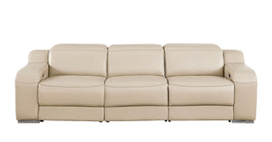 HomeRoots 103" Luxurious Beige Italian Leather Reclining Sofa with USB Ports for Ultimate Comfort & Style 632880