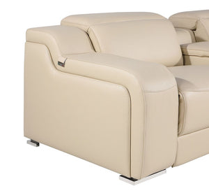 HomeRoots 103" Luxurious Beige Italian Leather Reclining Sofa with USB Ports for Ultimate Comfort & Style 632880