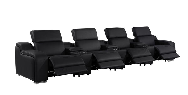 HomeRoots 169" Contemporary Reclining Sofa with USB Charging and Sleek Silver Legs for Ultimate Comfort 632886