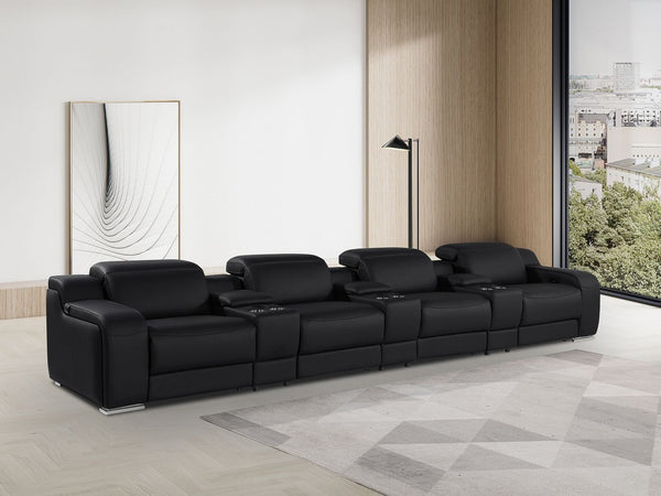 HomeRoots 169" Contemporary Reclining Sofa with USB Charging and Sleek Silver Legs for Ultimate Comfort 632886