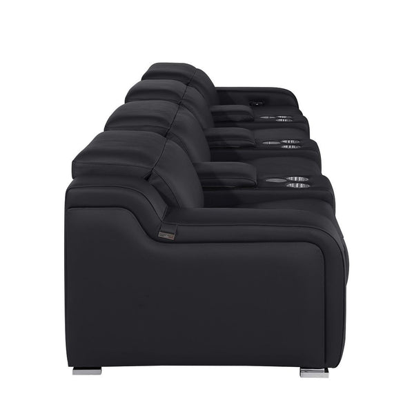 HomeRoots 169" Contemporary Reclining Sofa with USB Charging and Sleek Silver Legs for Ultimate Comfort 632886