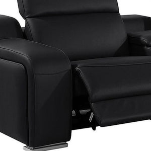 HomeRoots 169" Contemporary Reclining Sofa with USB Charging and Sleek Silver Legs for Ultimate Comfort 632886