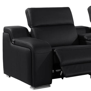 HomeRoots 169" Contemporary Reclining Sofa with USB Charging and Sleek Silver Legs for Ultimate Comfort 632886
