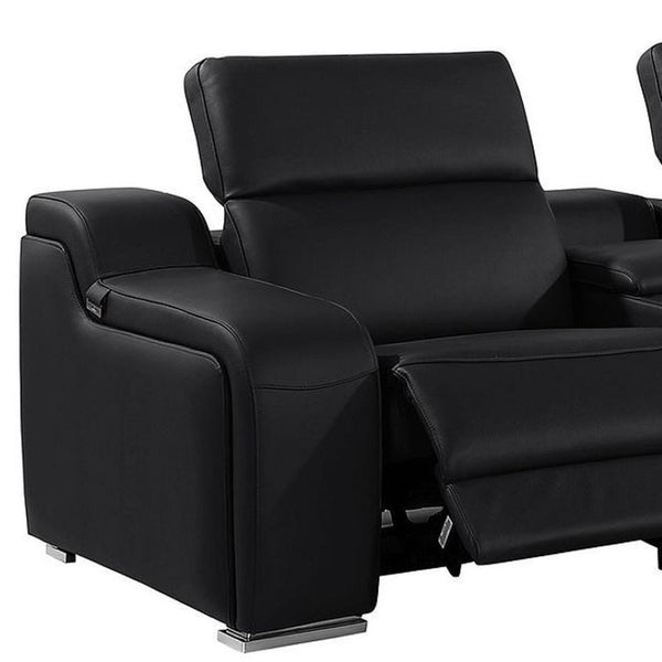 HomeRoots 169" Contemporary Reclining Sofa with USB Charging and Sleek Silver Legs for Ultimate Comfort 632886