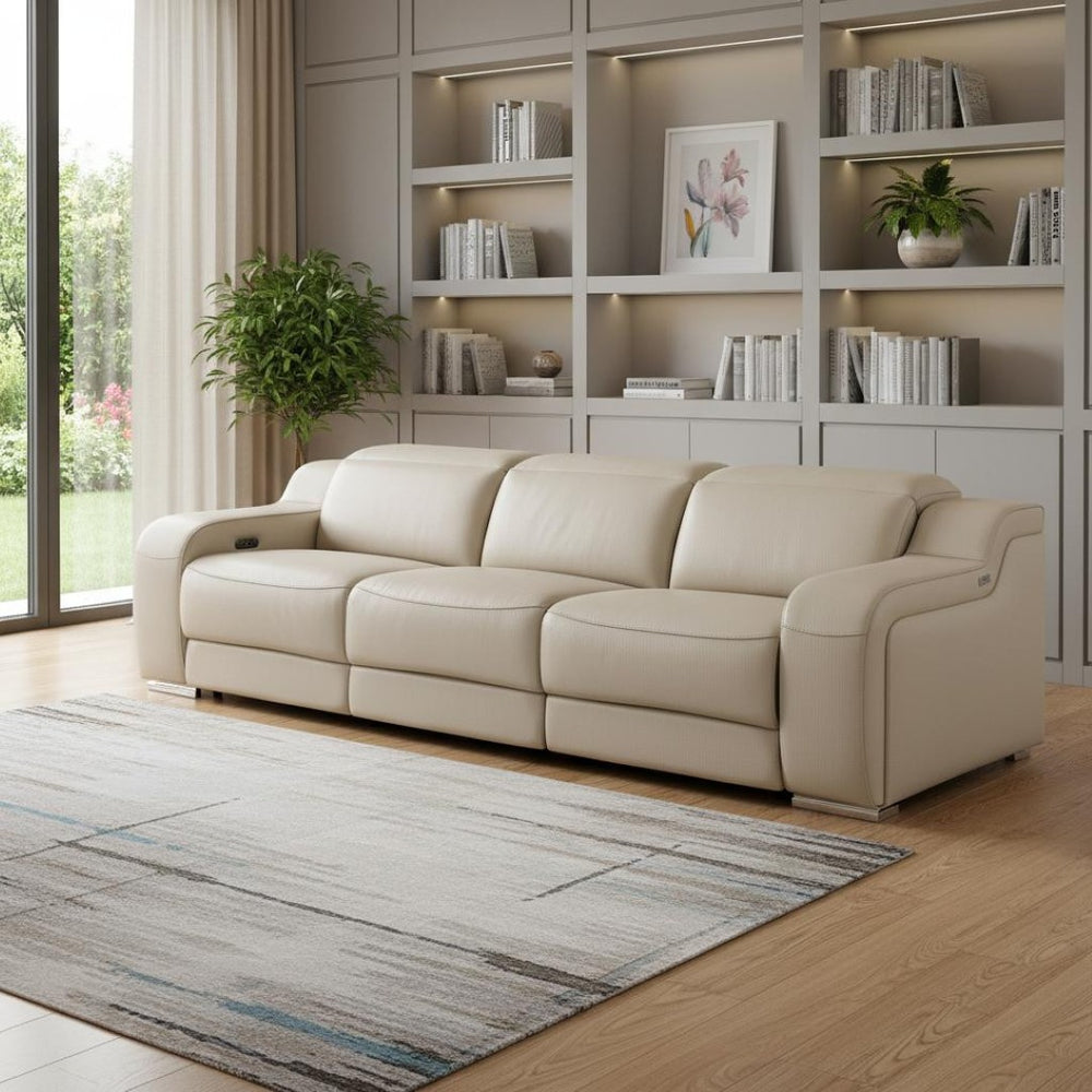 HomeRoots 103" Reclining Steel USB Sofa - Modern Comfort with Power Recline, Stylish Design & Durable Support 632895