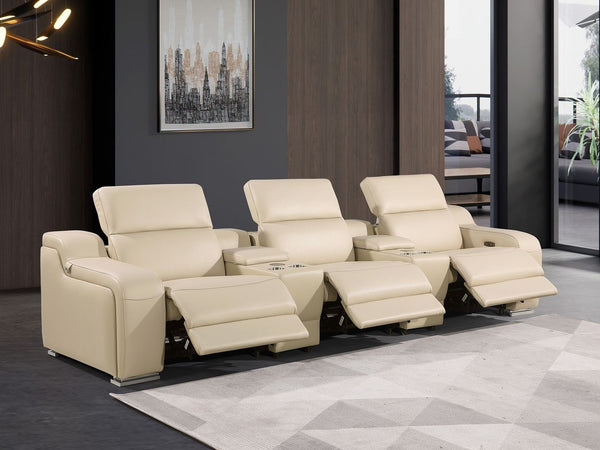 HomeRoots 129" Oversized Reclining Steel Sofa with USB - Modern Comfort, Durable Design & Effortless Relaxation 632896